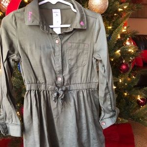 Army Green Utility Dress for Toddler Girls